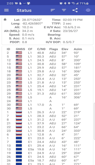 GPSTest screenshot