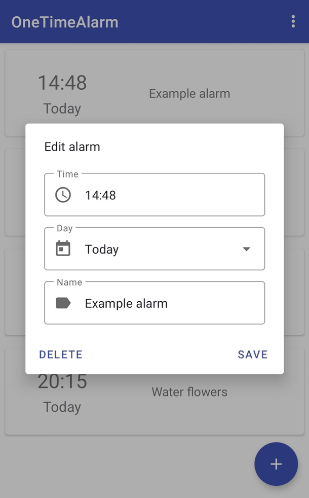 OneTimeAlarm screenshot