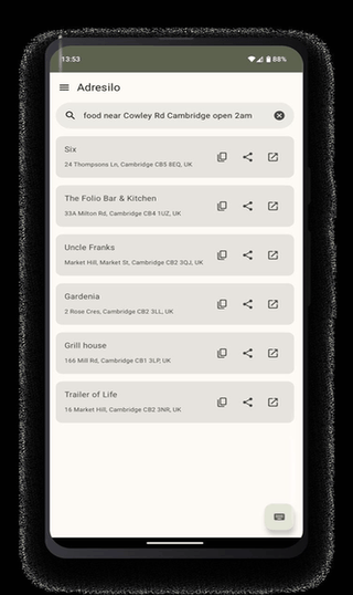 Adresilo screenshot