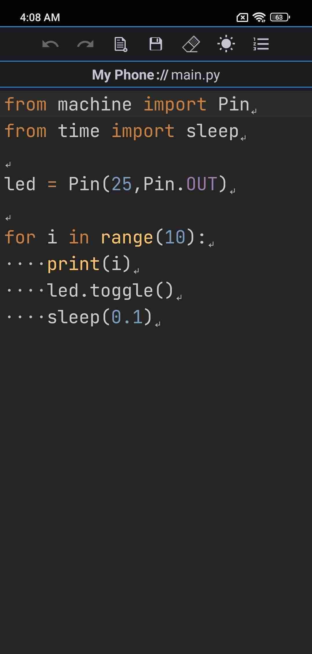 Micro REPL screenshot