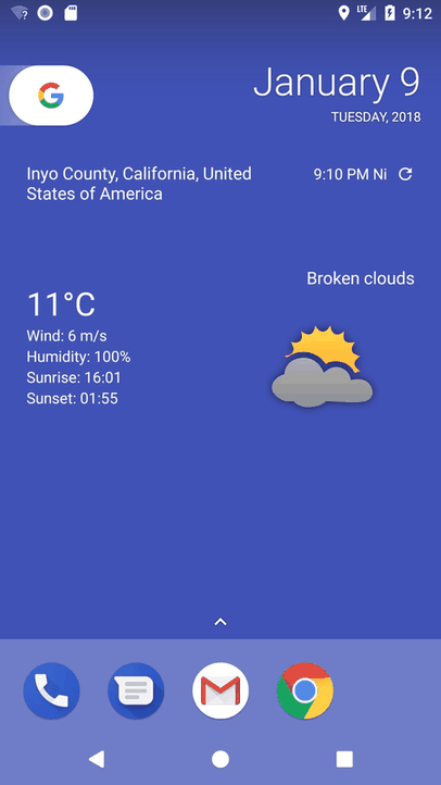 Your local weather screenshot