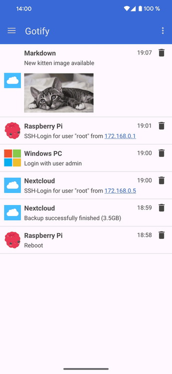 Gotify screenshot