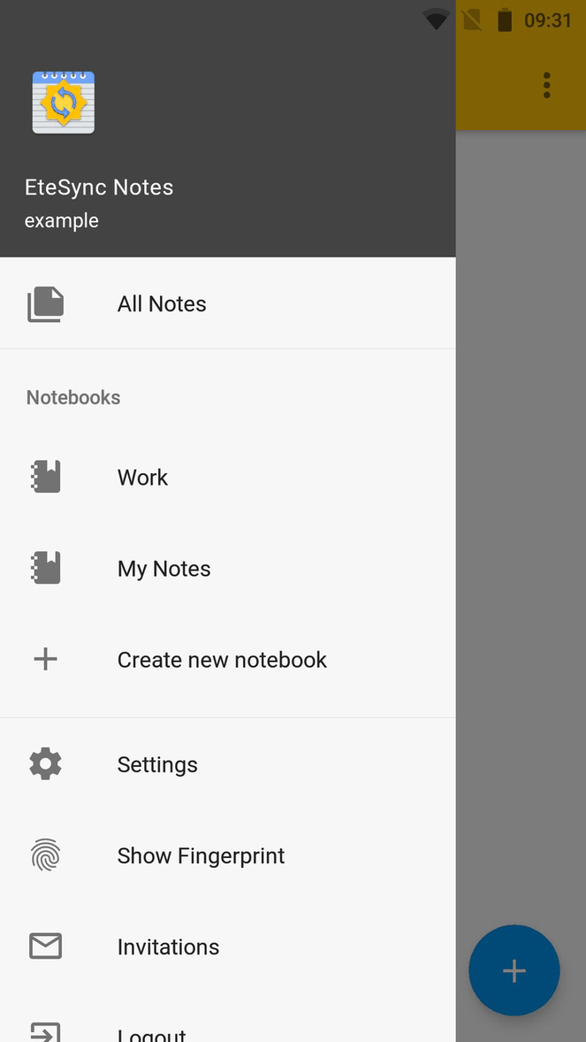 EteSync Notes screenshot